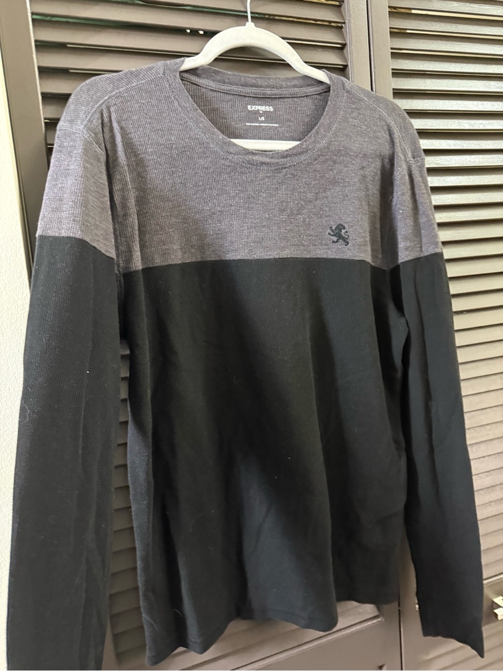 Express Men’s Two-Tone Long Sleeve Shirt - Black & Gray